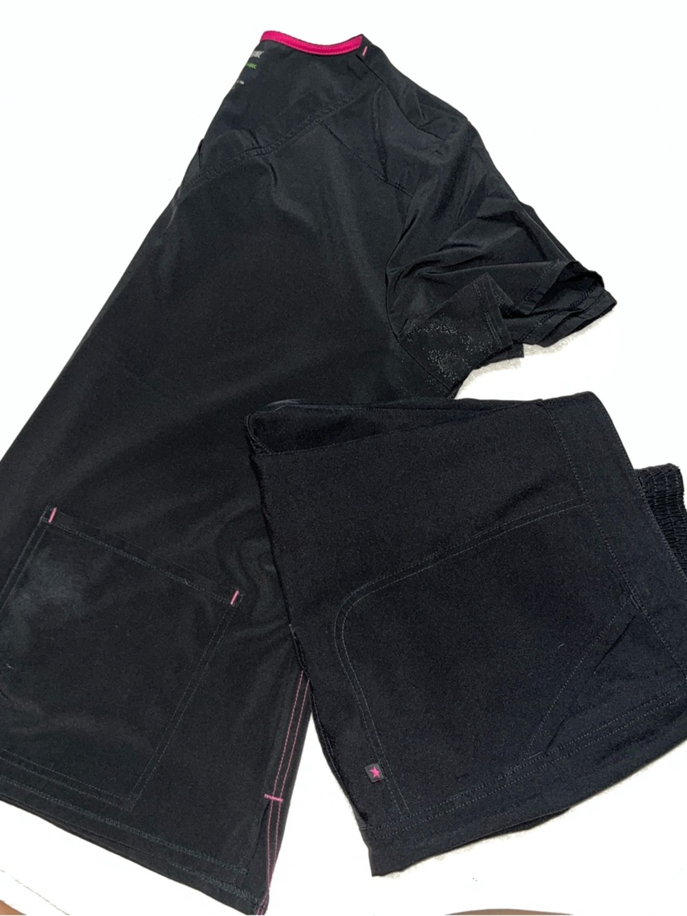 Scrubstar Black Scrub Set with Pink Trim (Top and Bottom)
